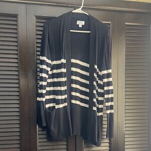 Croft and Barrow Black and White Striped Cardigan